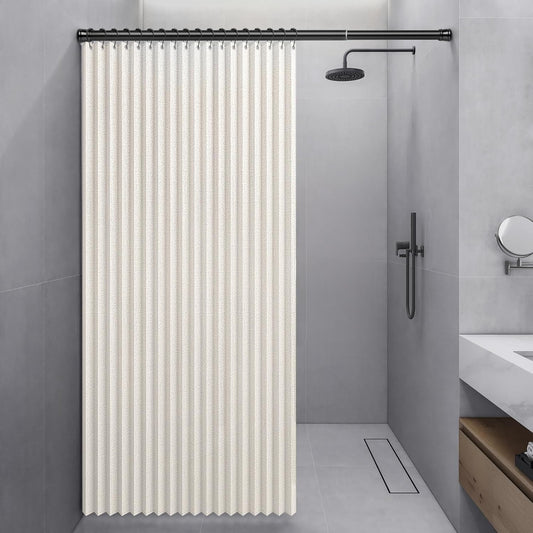 Magnetic Folding Shower Curtain?Waterproof & Space-Saving Design with Hooks, Thick Fabric in 6 Colors  for Modern Bathroom Decor