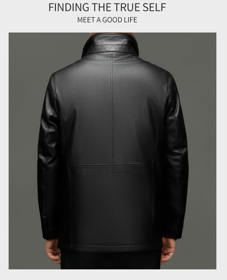 Outcoat Winter Faux Leather Jacket Detachable Golden Mink Fleece Inner Lining Top Layer Faux Deerskin One-piece Warm Men's Coat