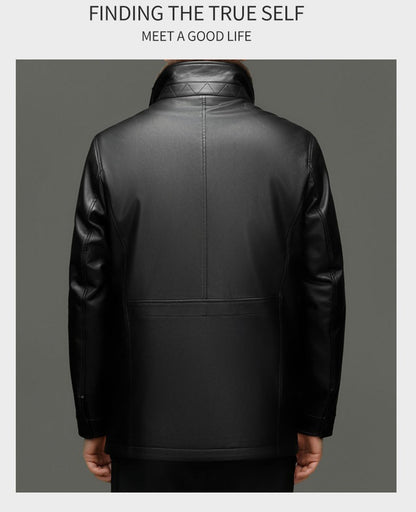 Outcoat Winter Faux Leather Jacket Detachable Golden Mink Fleece Inner Lining Top Layer Faux Deerskin One-piece Warm Men's Coat