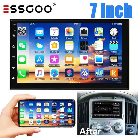 ESSGOO Universal 7 Inch Wire Apple Carplay Android Auto Double 2 DIN Car Stereo Radio Bluetooth  Touchscreen Mirror Link