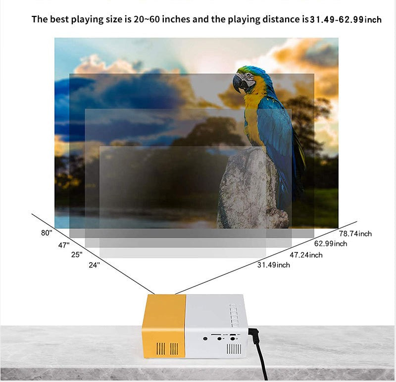 Mini projetor portátil YG300 com suporte a memória de ultra-alta definição para HDTMI, USB e SD, para cinema ao ar livre e projeção de home theater
