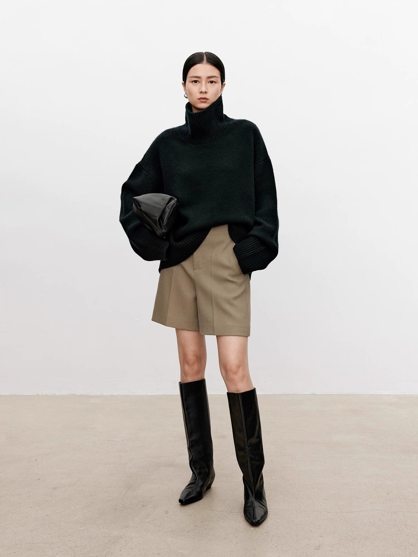 Thickened turtleneck 100% pure cashmere sweater women's loose lazy knit silhouette sweater European products