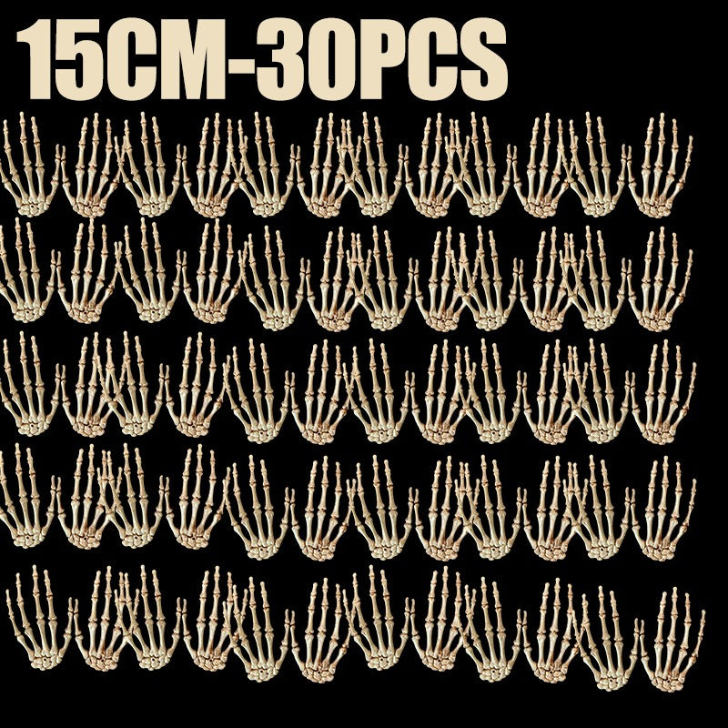 1 Pair Of Halloween Skeleton Hands Haunted House Bar Party Plastic Horror Props Dummy Hands Bones Halloween Scene Decor Supplies