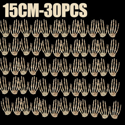 1 Pair Of Halloween Skeleton Hands Haunted House Bar Party Plastic Horror Props Dummy Hands Bones Halloween Scene Decor Supplies