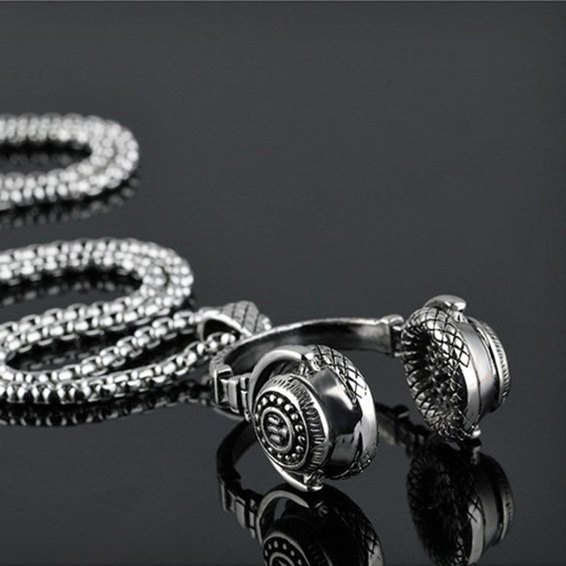Colar com pingente de fones de ouvido para homens, Hip Hop, Rock, Casal, Personalizado, Corrente de aço inoxidável, Joias da moda Rapper, Presentes