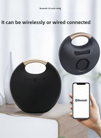 Caixa de som Bluetooth sem fio com alça de design em tecido portátil, suporte para AUX/Cartão TF/USB para viagens ao ar livre, mesa, presentes de Natal