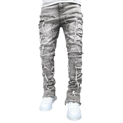 Novas calças jeans com pernas retas, jeans retrô, estilo urbano, moda ins, estilo explosivo, calças jeans masculinas retrô elásticas, novas.