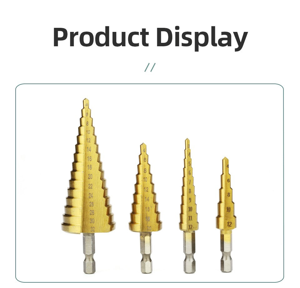 HSS Titanium Step Drill Bit High Speed Stepped Drill Set Saw Drill Tools Conical Stage Drill For Metal Wood 4-12 4-20 4-32mm