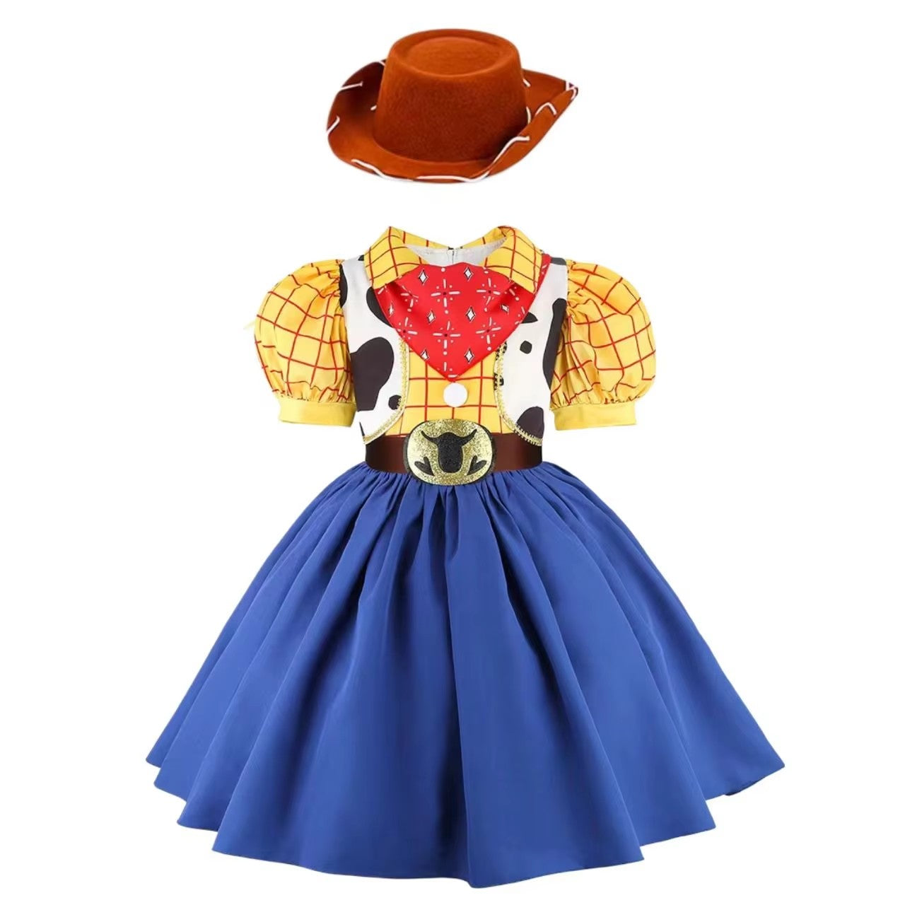 2026 New Girls Cow Spot Dress Children's Halloween Toy Cosplay Costume Toddler Up Birthday Stage Performance Cowboy Dress Carniv