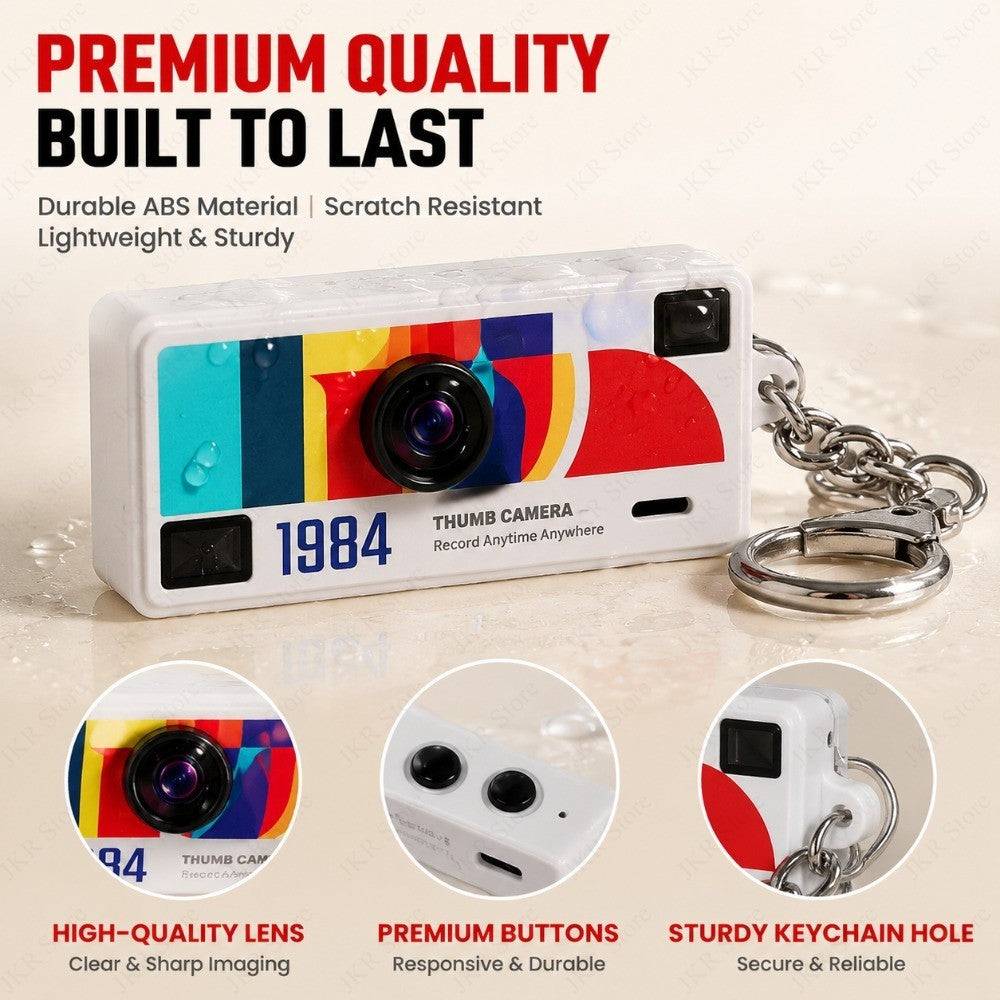 1Pc Portable Mini Thumb Camera Keychain Camcorder 1080p Video Recorder with Memory Card Support and Built-in Flash for Events