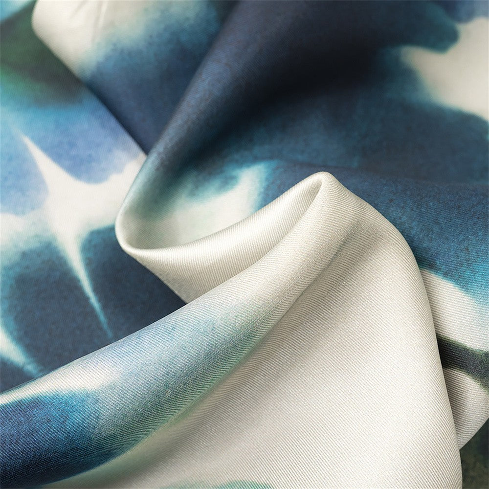 2025 Spring/Summer New Women's Fashion Style Retro Silk Texture Printed Slim Fit