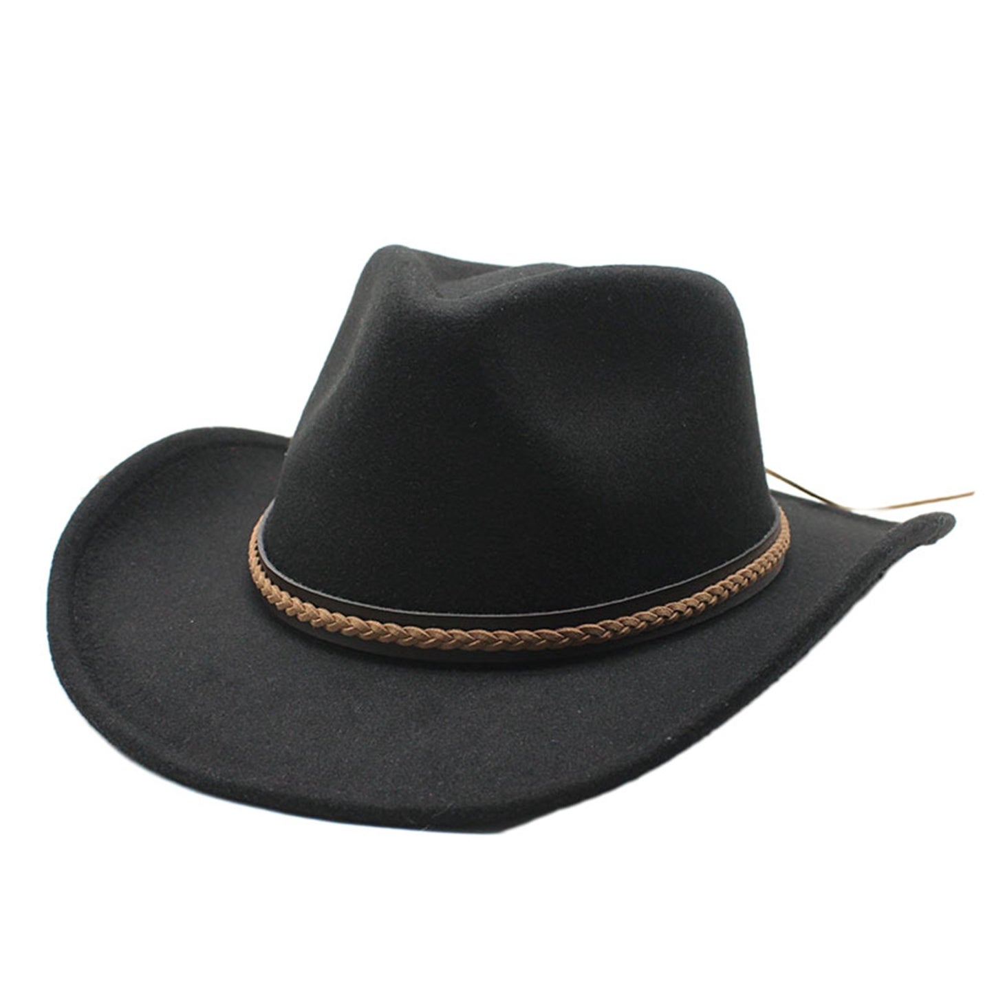 Classic Cowboy Hats for Women Men Retro Cowgirl Hats Wide Brim Felt Hats with Decorative Band
