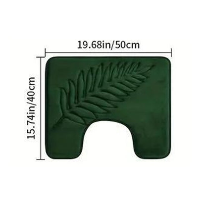 Conjunto de 3 Peças de Tapetes de Banheiro em Espuma de Memória, Ultramacios e Absorventes, com Estampa de Folhas, Tapetes de Banho Grossos e Laváveis Para Vaso Sanitário e Banheira