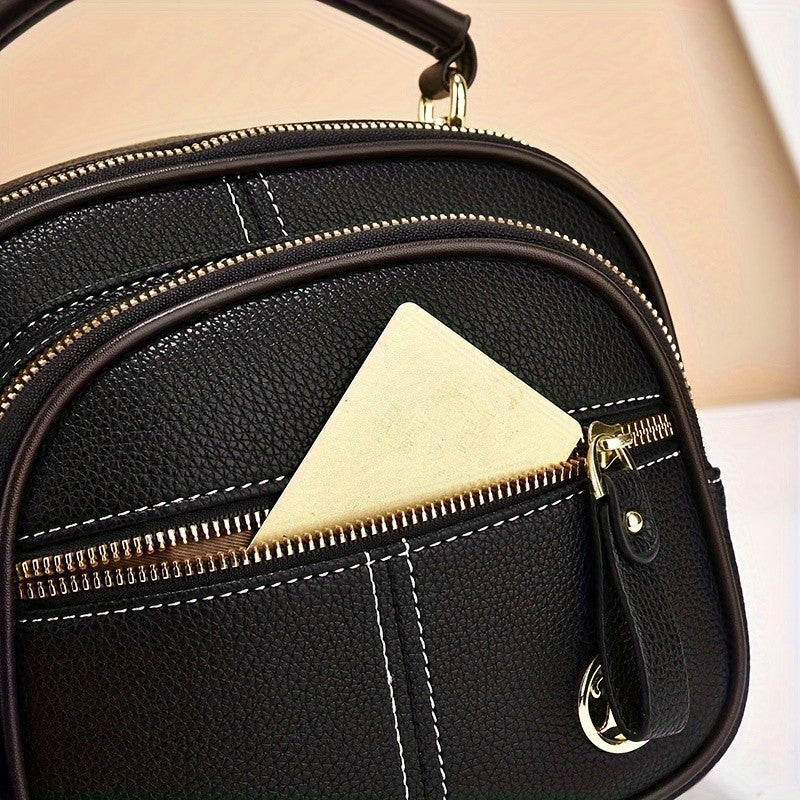 Luxury Multi-pocket Women's Shoulder Bag Hard Leather Handbag For Female Fashion
