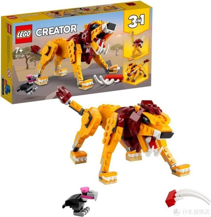 LEGO Blocos de Montar 31112 Série Criativa Versátil Leão Selvagem Brinquedo Quebra-Cabeça Montado Infantil Presente