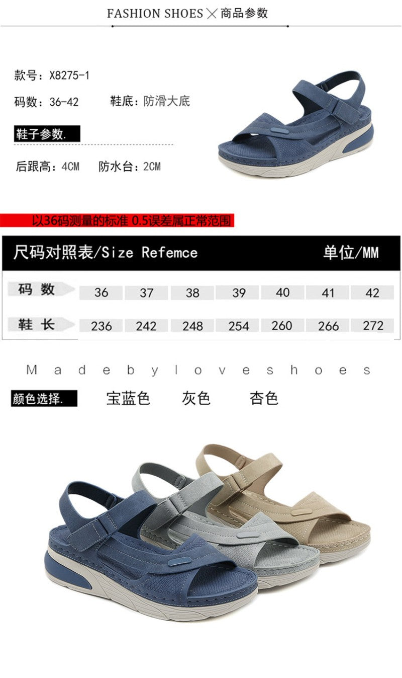 Sandal Lightweight Casual Sporty Comfortable Thick-Soled Velcro Versatile Fashion Trend Breathable National Style Wear-Resistant