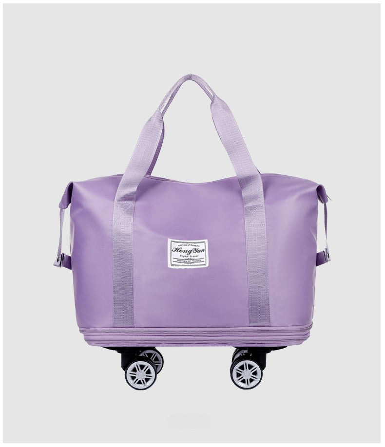 Universal Wheel Expandable Luggage Large Capacity Lightweight Travel Fitness Bag with Dry And Wet Separation Storage