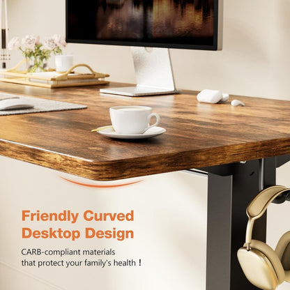 Electric Adjustable Height Standing Desk - 55 x 24 inch Sit to Stand Up Desk with Splice Board, Rising Home Office Computer Tab