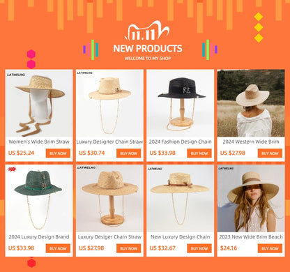 New Women Wide Brim Beach Hat Ladies Summer Big Straw Hats UV Protection Sun Hat S1340-15cm