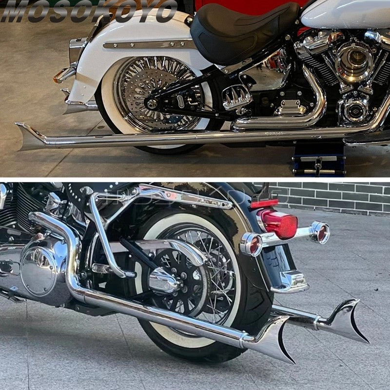 Fishtail Exhaust Pipes 42" Mufflers For Harley Softail Standard Deuce Springer Rocker Night Train Deluxe Heritage Classic 07-17