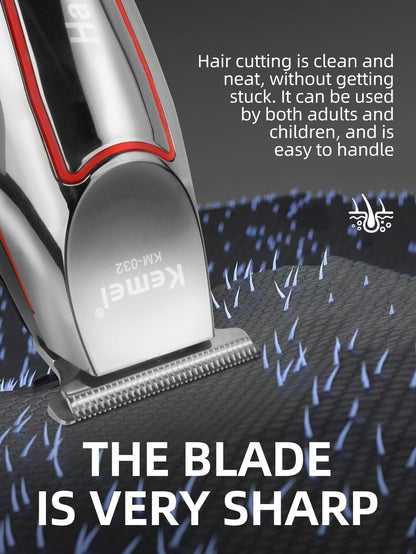 Kemei Professional Alloy Hair Trimmer Electric Beard Trimmer Rechargeable Hair Clipper Haircut Machine for Men KM-032