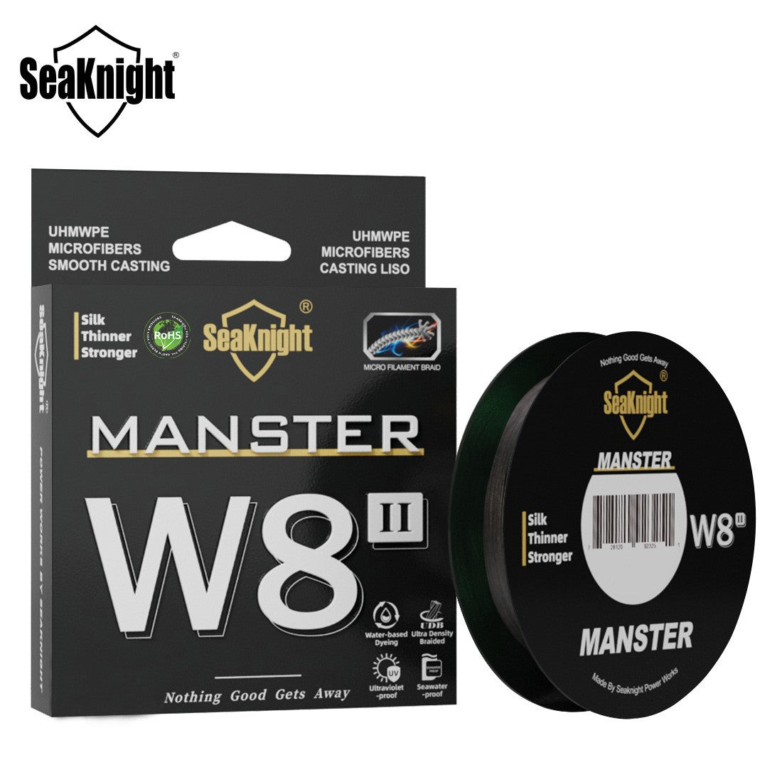 Linha de Pesca SeaKnight W8 II 300M PE, 8 Fios, Multifilamento Trançado, Revestimento Atualizado de Resina de Silicone, Pesca em Água Salgada