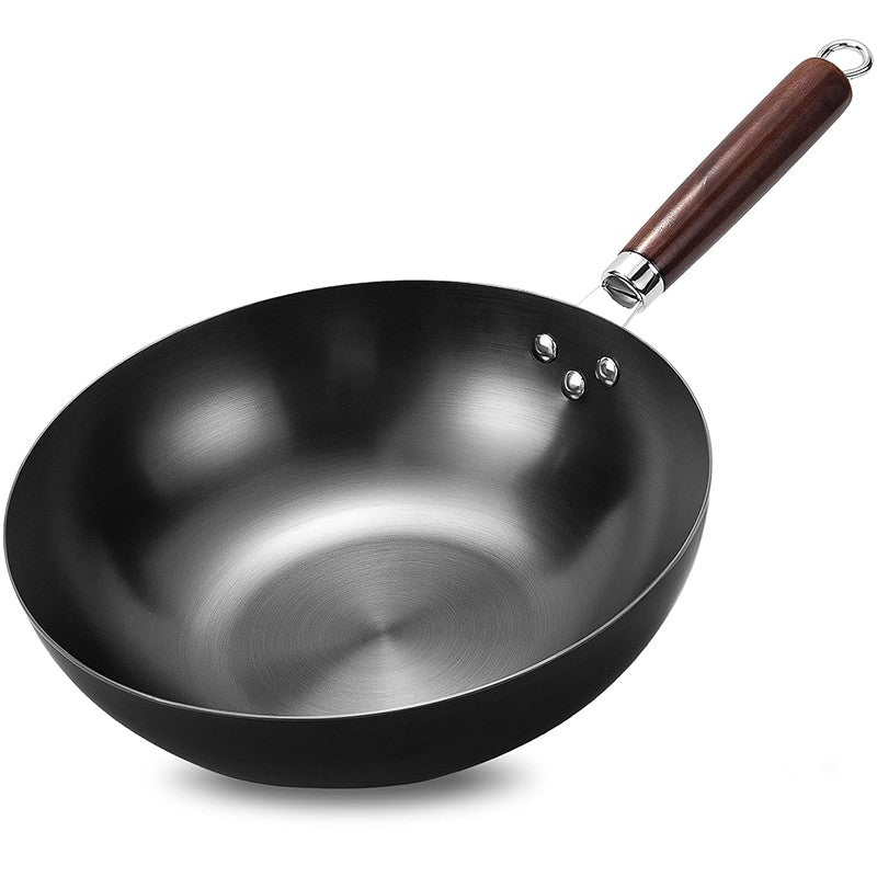 Flat Bottom Wok Pan 32cm Skillet Iron Stir Fry Pans Non-stick Cooking Pan for Electric Induction Cooktops Woks