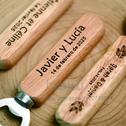 12PCS Custom Wedding Gift Bottle Opener Wedding Favors for Guests Personalized Wooden Opener as Gift for Wedding Decoration