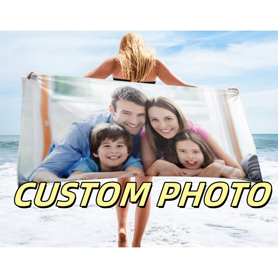 Custom Photo Beach Towel Soft Microfiber Lightweight Polyester Towel Anti-Sand For Family Friends Party Quick-Drying Bath Towel