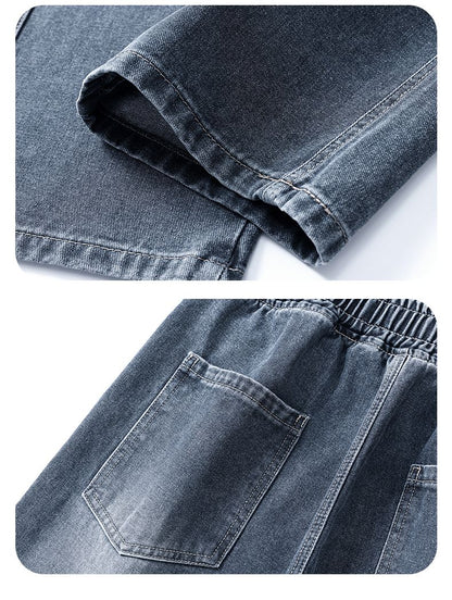 Calça Jeans Masculina Americana Solta Perna Larga Reta Casual Street Hip-hop Folgada Jeans Preto Cinza Azul Streetwear Masculino