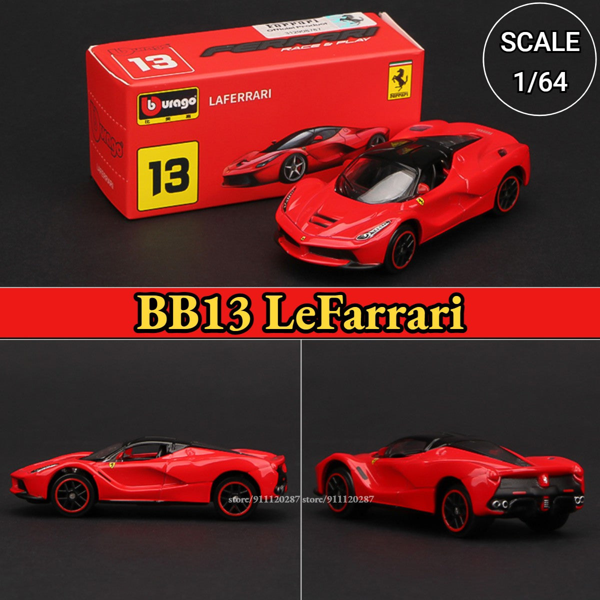 Bburago 1:64 Ferrari Modelo de Mini Carro, BB11 Enzo Réplica de Veículo de Metal F12tdf F40 458 488 GTB Miniatura de Metal Decoração de Casa Brinquedo de Menino