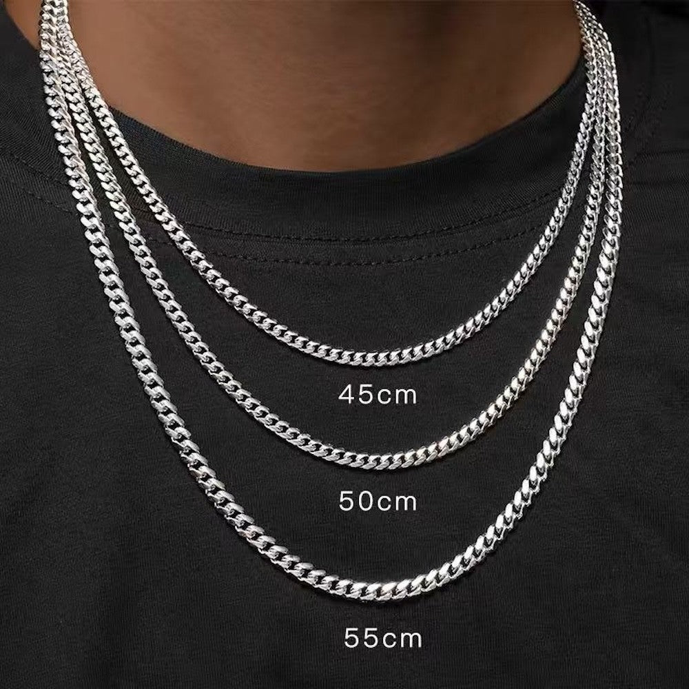 Colares Cubanos Básicos Punk de Aço Inoxidável 3,5,7mm para Homens e Mulheres Corrente de Elo Cor de Ouro Preto Gargantilhas Joias de Metal Sólido