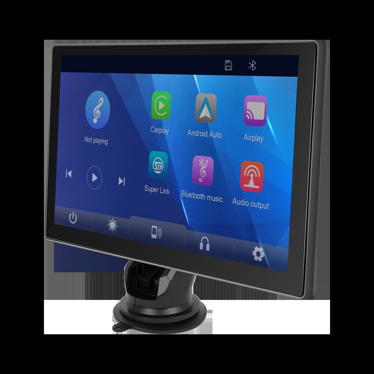 Player de Vídeo Multimídia de Rádio para Espelho de Carro Portátil de 9" Universal Sem Fio CarPlay Android Auto Tela Bluetooth AUX TF GPS DVR