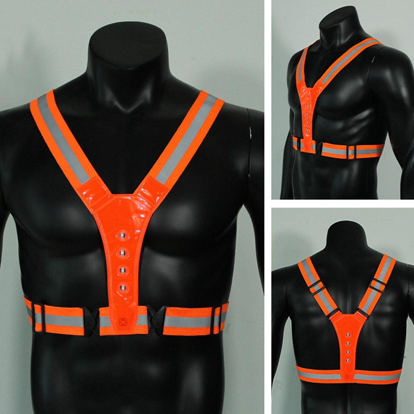 Rechargeable/Battery Adjustable Reflective Security Vests High Visibility Running Vest LED Safety Running Vest for Runners Night