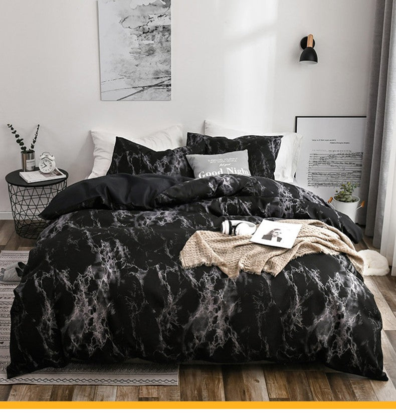 Conjunto de Capa de Edredom Estampada com Padrão de Mármore, 3 Peças, Conjunto de Cama Macio e Suave para a Pele, Inclui 1 Capa de Edredom e 2 Fronhas