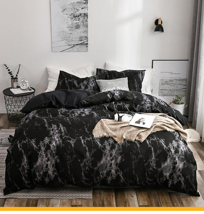 Conjunto de Capa de Edredom Estampada com Padrão de Mármore, 3 Peças, Conjunto de Cama Macio e Suave para a Pele, Inclui 1 Capa de Edredom e 2 Fronhas