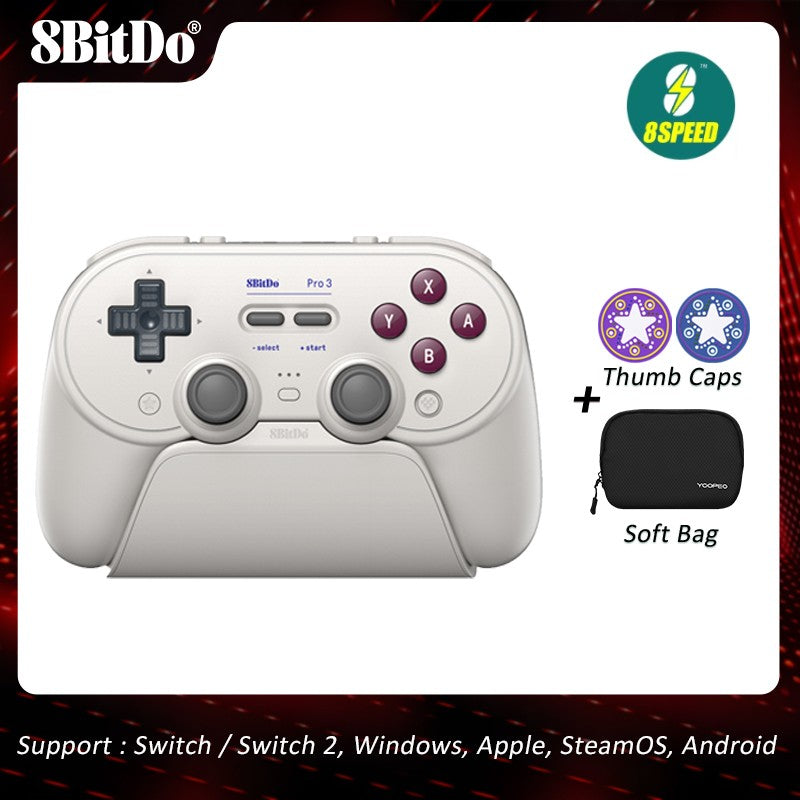 8BitDo Pro 3 Bluetooth Controller for Nintendo Switch 1/2 with TMR Joysticks, Charging Dock for Windows, Apple, SteamOS, Android