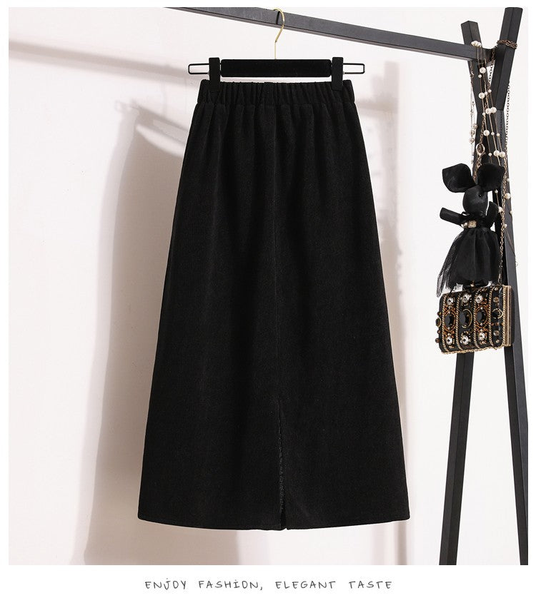 Women's New Style High-Waist Plus Size Skirts Elastic Waist Solid Wrap Buttocks Autumn Winter 2025 Versatile Straight Leg Skirt