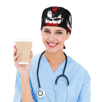 Touca Cirúrgica Clássica Personalizada com Logo de Anime Japonês B-Bereserks para Homens e Mulheres, Touca de Médico e Enfermeiro para Dentista
