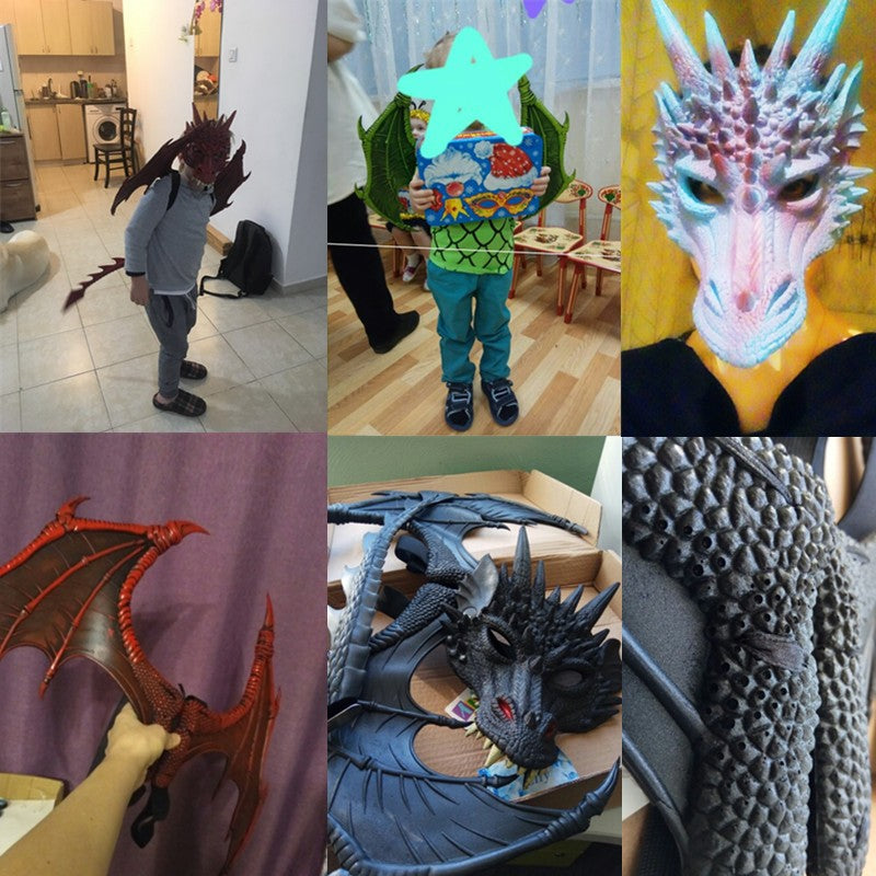 Animal Cospty Dragon Costume Purim Christmas Gift Carnival Party Cosplay Set Wing and Tail faucet Costume