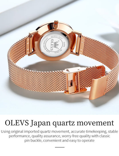 OLEVS 5869 Women Watch Fashion Simple Ultra Thin 6.5mm Quartz Women's Watch Top Brand Calendar Waterproof Women Luxury Watch