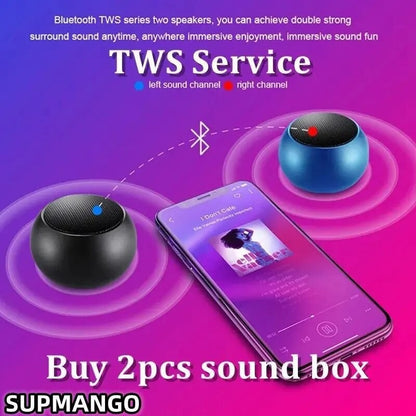 Caixa de som Bluetooth sem fio portátil pequena de metal com subwoofer estéreo e som surround, mini caixa de som Bluetooth externa