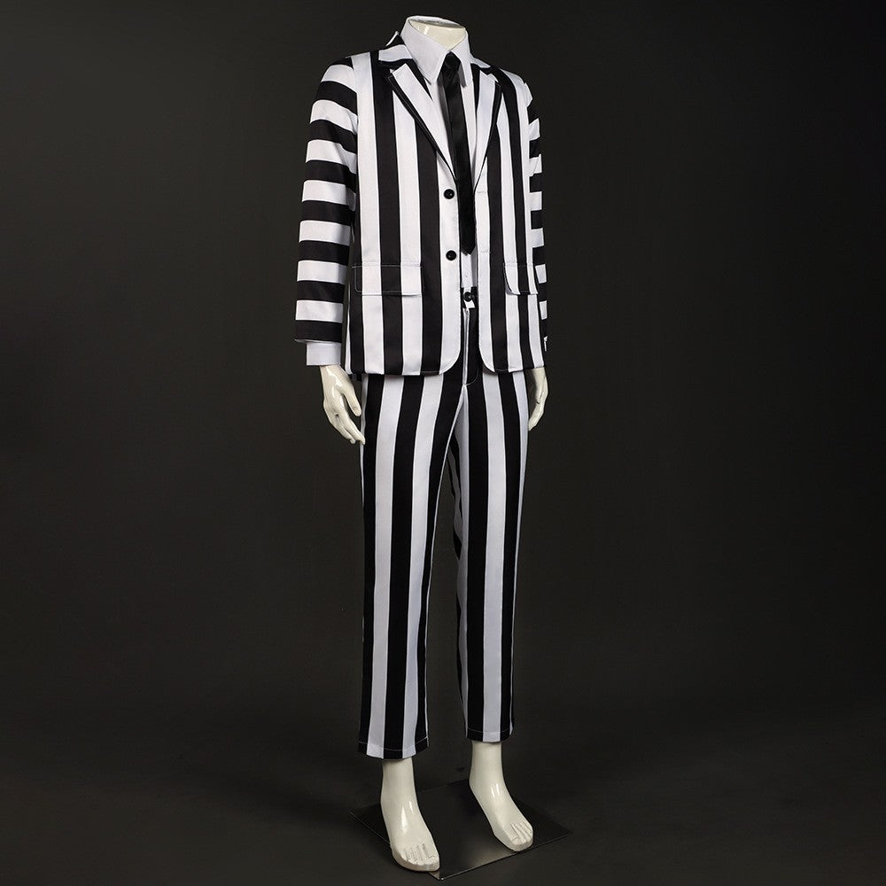 Underworld Master cosplay costume  Michael Keaton black and white striped suit cosplay Halloween costume