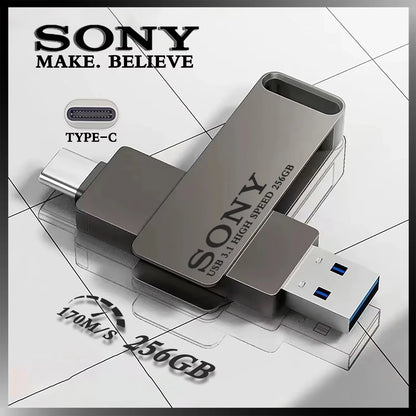 SONY USB 2TB Flash Pen Drive 2 in 1 OTG USB 3.1 Metal Memory Stick Dual C Pendrive 128GB 256GB 512GB 1TB High-Speed Storage De