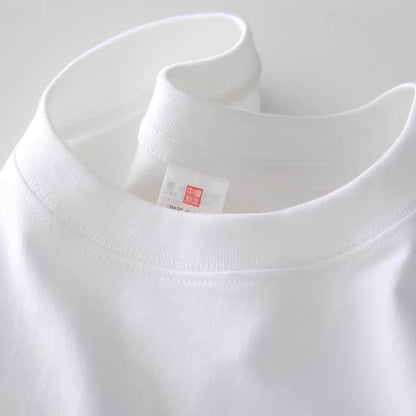 100% Cotton White Long sleeve T-shirt Men Autumn 2025 New Solid color High quality Loose Casual Black Tee Y2k Top Men clothing