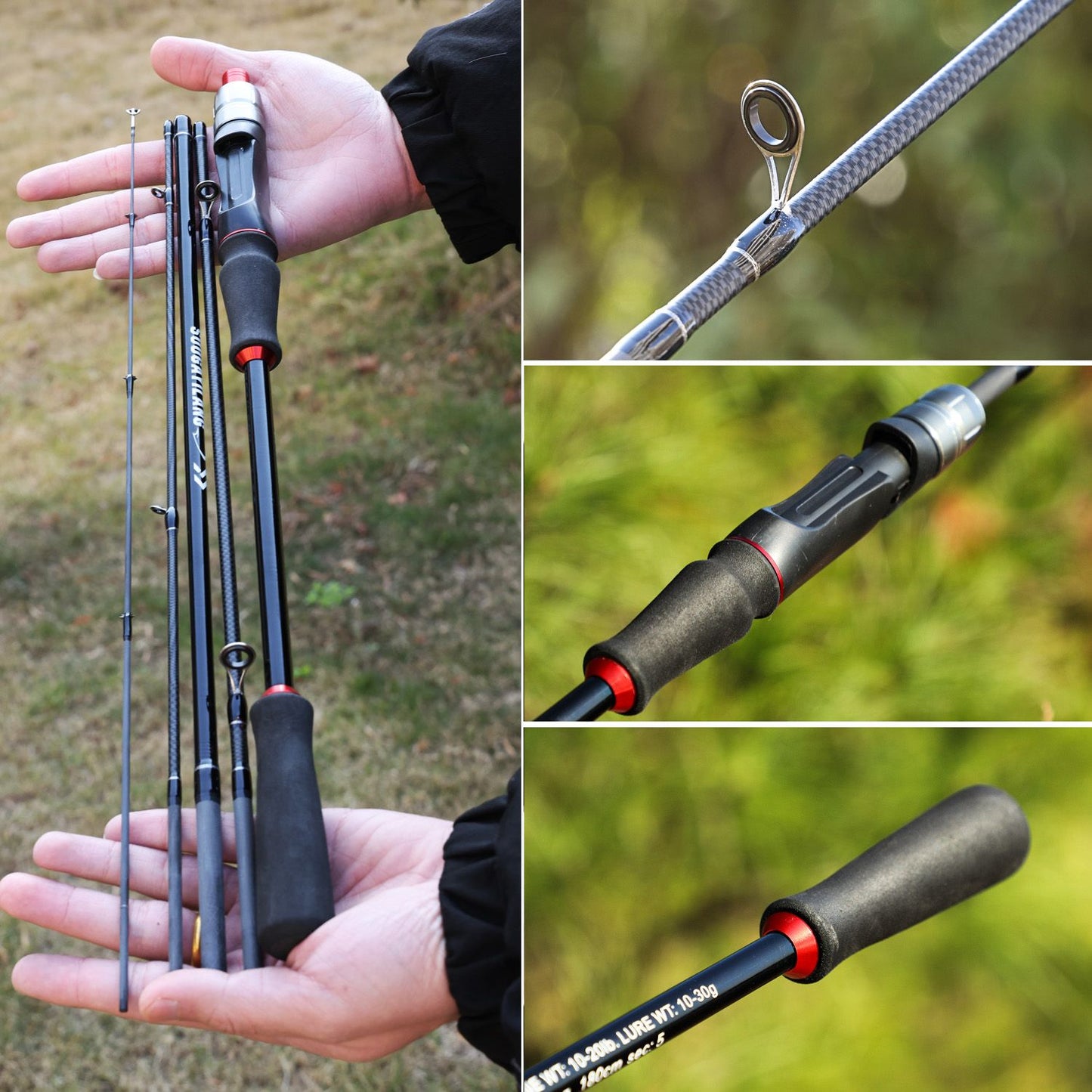 Sougayilang Fishing Rod 1.8/2..1m Spinning/Casting Rod Power M Carbon Rod Pole 5/6 Sections Travel Fishing Pole Fishing Tackle