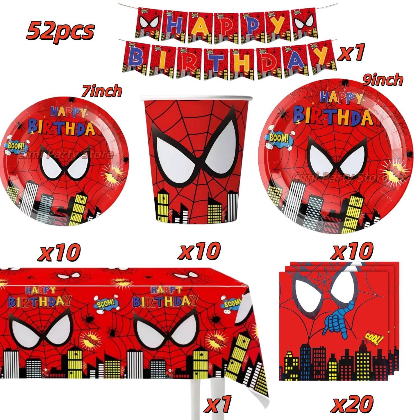 Mask Spider Hero Birthday Party Supplies Tableware Kit Plates Cups Tablecloth Backdrop Balloons Kids Party Decorations Favors