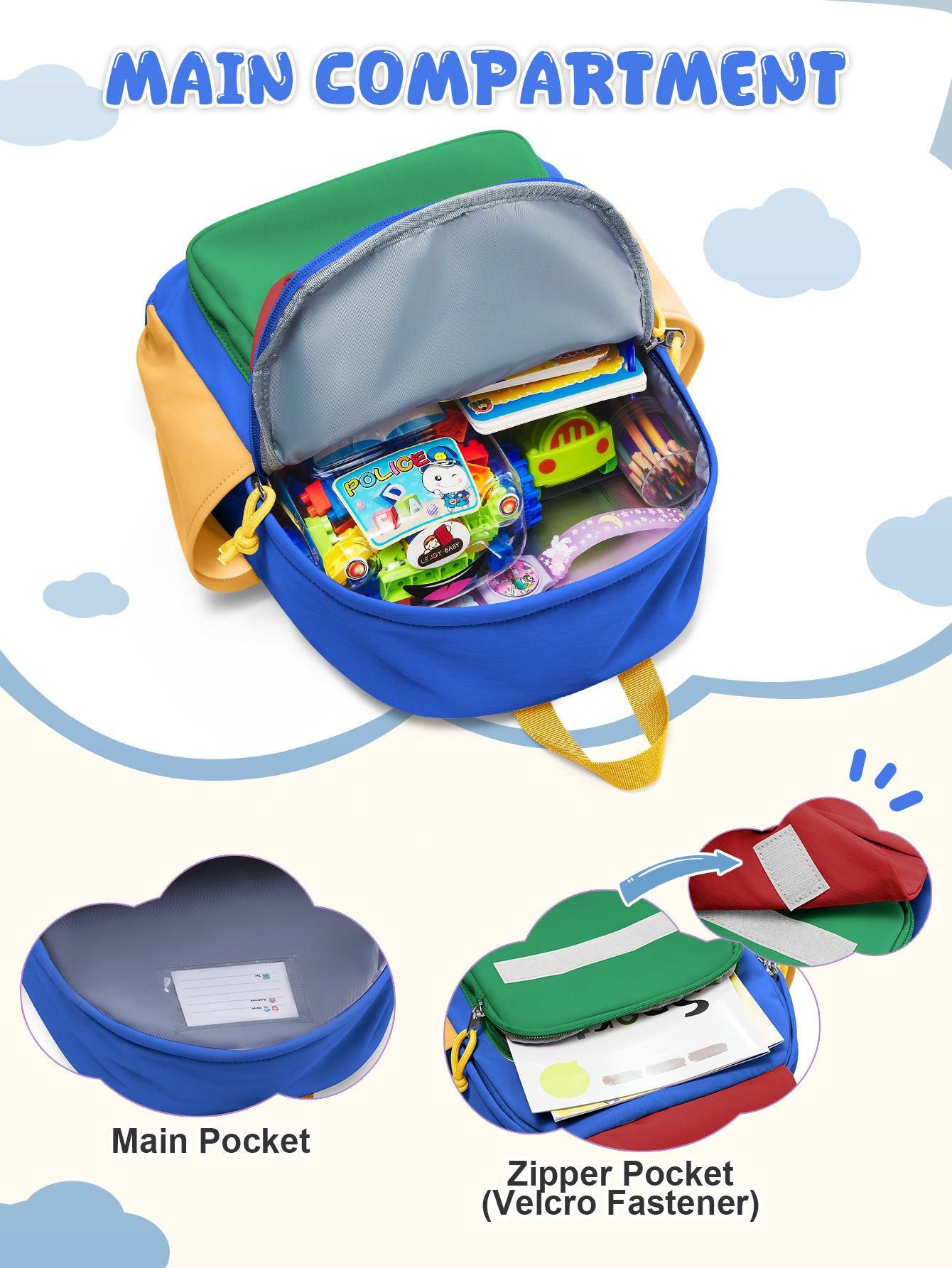 Cute Backpack for Boys & Girls, Lightweight Waterproof School Bag, Perfect for Daycare, Preschool, Kindergarten, Hiking & Travel