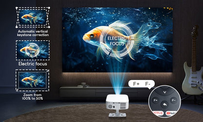 Projetor Salange Netflix P92MAX Smart Android 13 1080P BT5.2 WiFi6 12000L Foco Eletrônico Correção Trapezoidal Automática 4K Filmes Cinema Doméstico HD