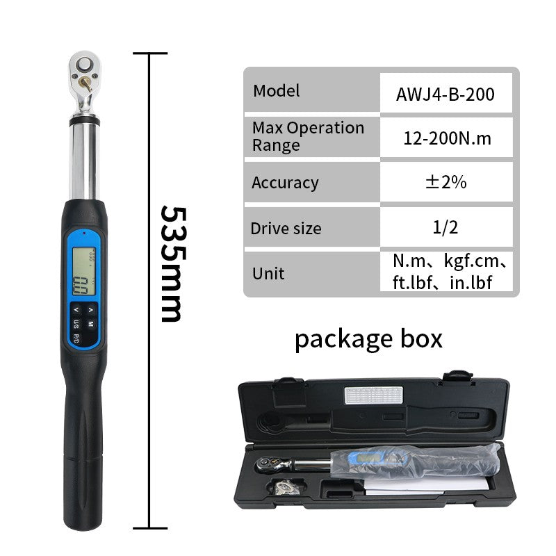 Chave de Torque Digital Shahe de 1/2'' Conjunto Eletrônico com Buzzer e LED Chaves de Torque Eletrônicas Ajustáveis Ferramenta para Reparo Automotivo